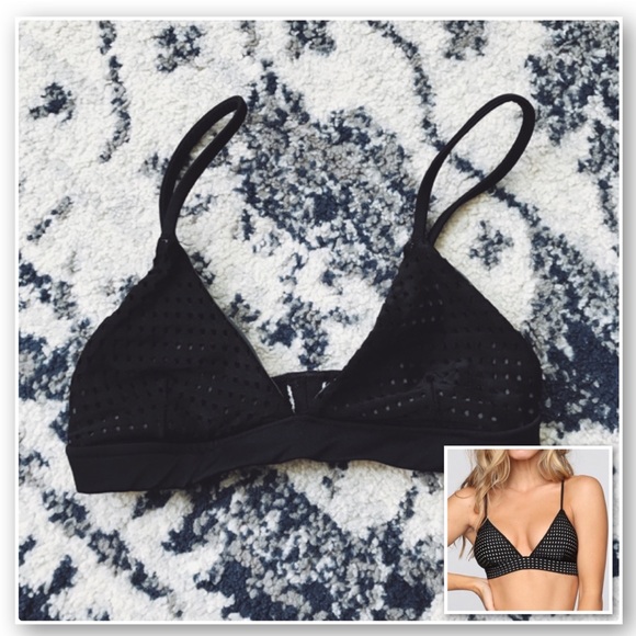 Loli’i Swim black gray mesh triangle top - Picture 3 of 6